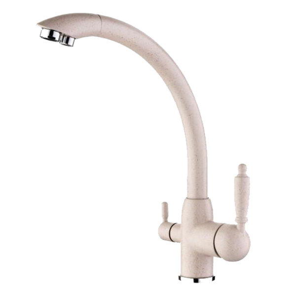 Смеситель для кухонной мойки Ledeme L4455K-3 с выходом для питьевой воды светло бежевый