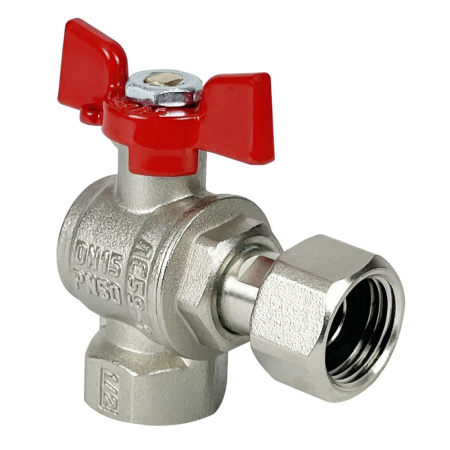 Кран шаровой угловой 1/2" ВР/ВР с накидной гайкой (бабочка) VALFEX