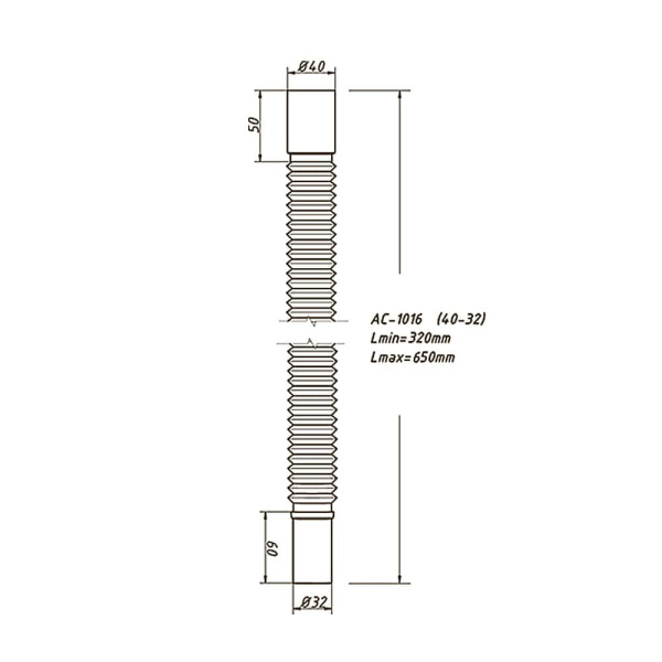 Гибкое соединение 32 х 40 мм L 320–650 мм ОРИО