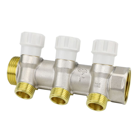 Коллектор распределительный 1" ВР/НР на 3 выхода 1/2" НР VARMEGA