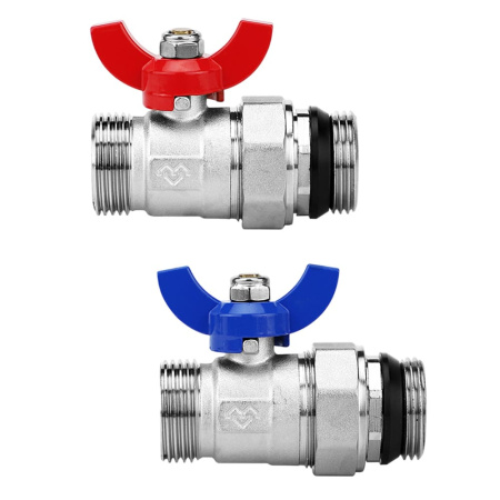 Кран шаровый прямой с американкой 1"НР бабочка (комплект 2 шт) VARMEGA