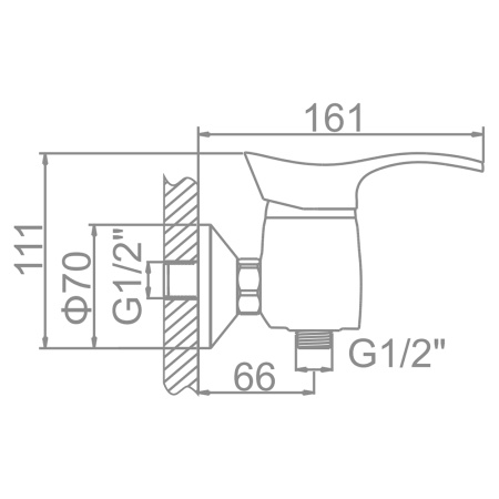Смеситель для душа Ledeme L2001 с душевым гарнитуром хром