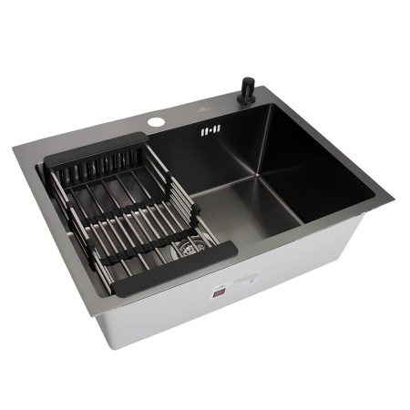 Мойка кухонная WISENT WS-35044BD Графит-декор (500 х 440 х 220 мм)