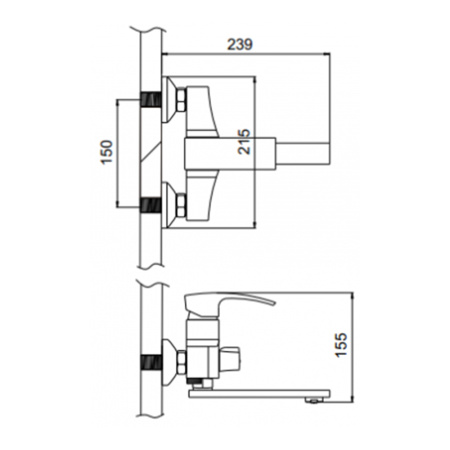 Смеситель для ванны Gerhans K13014 с коротким поворотным изливом