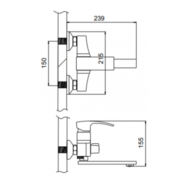 Смеситель для ванны Gerhans K13014 с коротким поворотным изливом