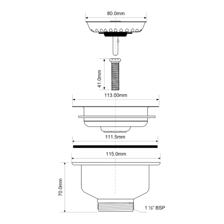 Выпуск для мойки 1 1/2" McALPINE арт. MRSKW7 с нержавеющей решеткой DN113