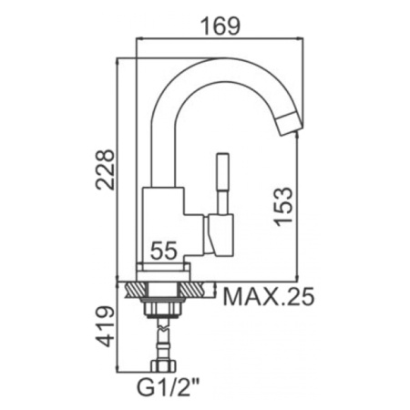 Смеситель для умывальника Ledeme L1098-3 высокий поворотный