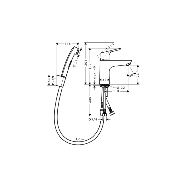 Смеситель для раковины с гигиеническим набором Hansgrohe Focus 31927000