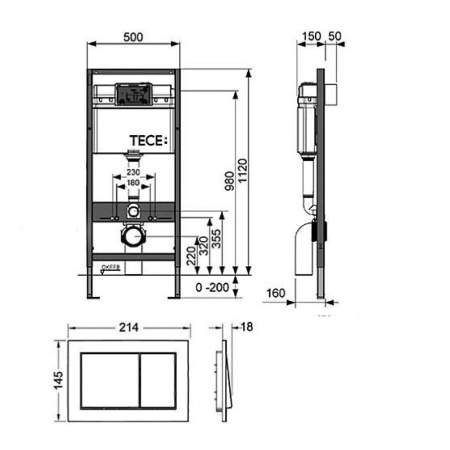 Инсталляция для унитаза TECE Base kit с панелью смыва easy fit и глянцевой хромированной кнопкой TECEbase, арт. 9.400.406 Инсталляция для унитаза TECE Base kit с панелью смыва easy fit и глянцевой хромированной кнопкой TECEbase, арт. 9.400.406