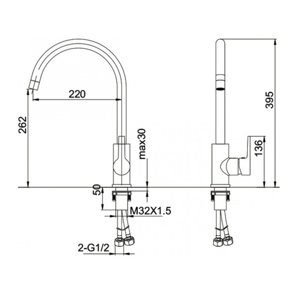 Смеситель для кухонной мойки Gerhans K14084A высокий сатин