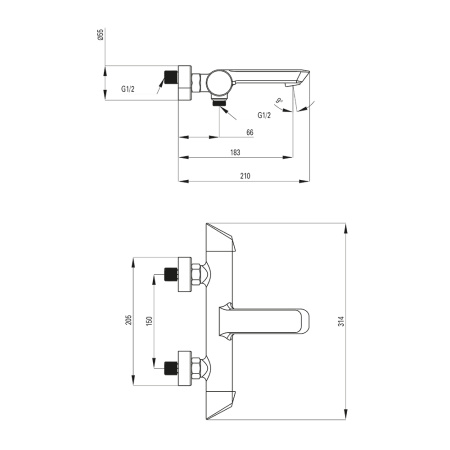 Термостатический смеситель для ванны Deante ARNIKA BQA_010M