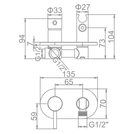 Смеситель для гигиенического душа Ledeme L5398-5 встраиваемый хром