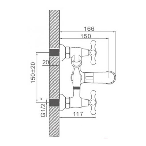 Смеситель для ванны двухвентильный Gerhans K13012 с коротким изливом