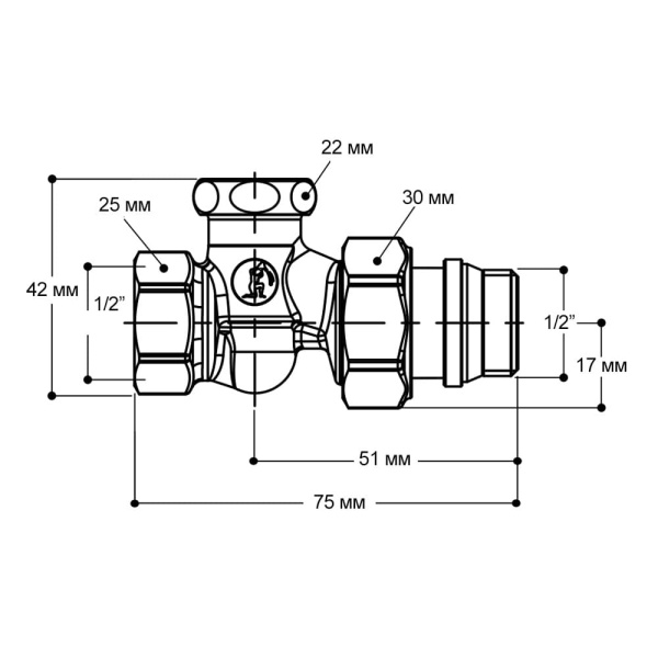 Клапан ручной прямой отсечной на обратную подводку 1/2" GIACOMINI R17TG