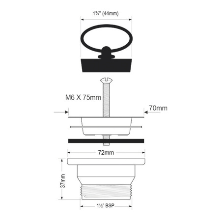 Выпуск для мойки 1 1/2" McALPINE арт. CH15 с нержавеющей решеткой DN70