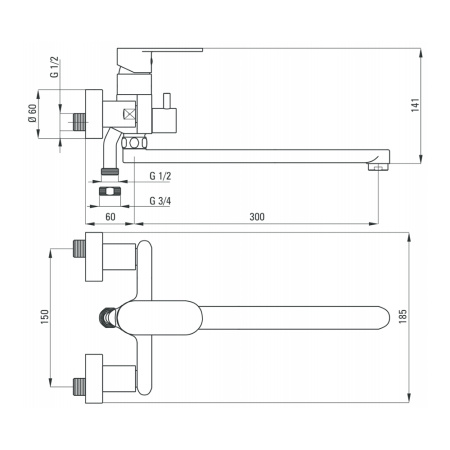 Смеситель для ванны с длинным изливом Deante ALPINIA BGA_056M