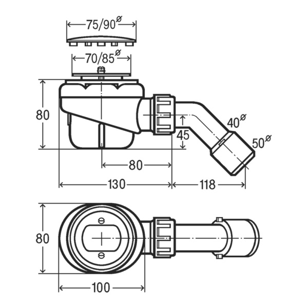Сифон для душевого поддона хромированный 75 х 40/50 мм Domoplex Viega Сифон для душевого поддона хромированный 75 х 40/50 мм Domoplex Viega