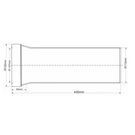 Фановая труба для унитаза прямая 110 х 400 мм с фланцевым уплотнением McALPINE