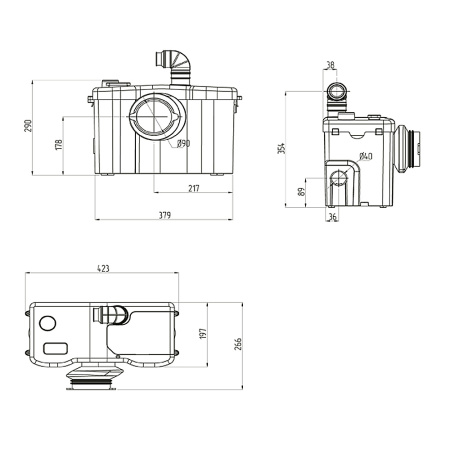 Канализационная установка Jemix STP-100 LUX c измельчителем