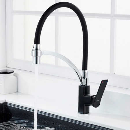 Смеситель для кухни с силиконовым изливом Ledeme L4075B-2