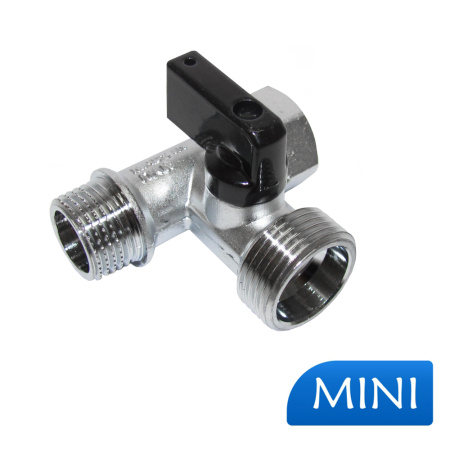 Кран шаровой трехпроходной MINI 1/2"НР х 3/4"НР х 1/2"ВР Fornara (ручка металл)