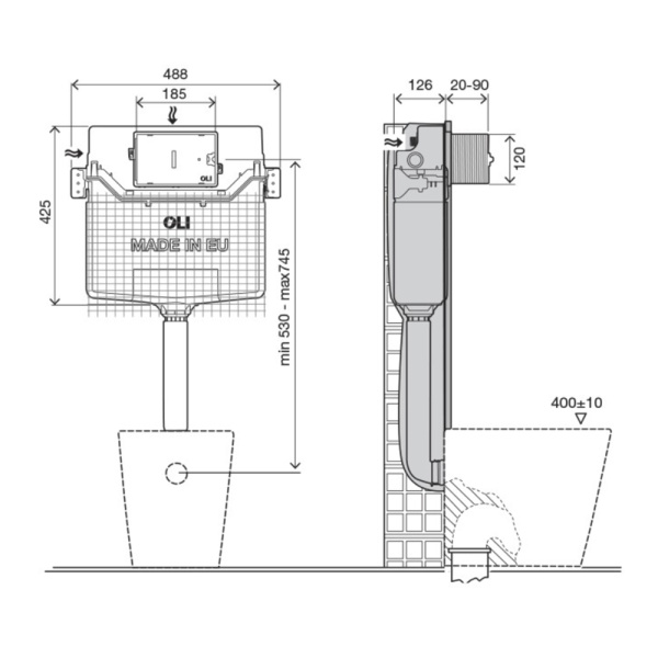 Инсталляция для подвесного унитаза OLI 120 PLUS Инсталляция для подвесного унитаза OLI 120 PLUS