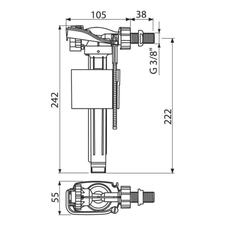 Впускной клапан боковой Alcaplast A150 3/8" для керамических бачков