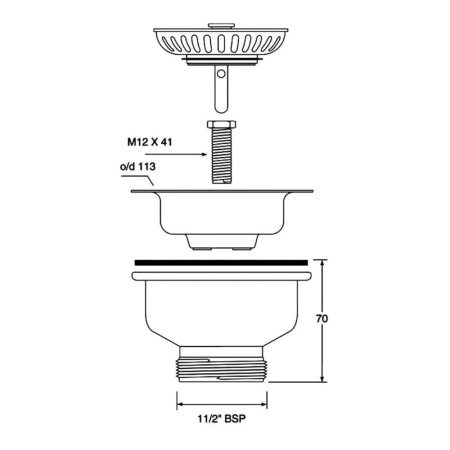 Выпуск для мойки 1 1/2" McALPINE с нержавеющей решеткой DN113 арт. BSW50P-POL