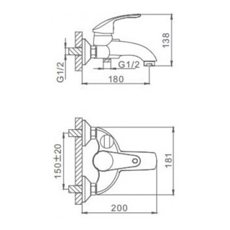 Смеситель для ванны Frap F3221 с коротким изливом хром