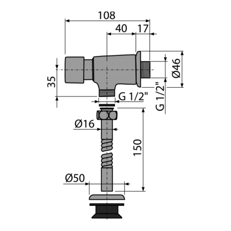 Кран кнопочный для писсуара Alcaplast ATS001