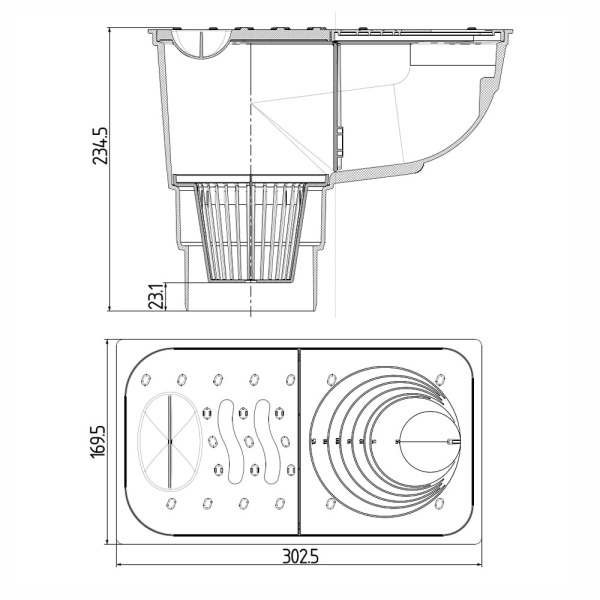 Трап уличный прямой 110-125 Ecoteck (черный)