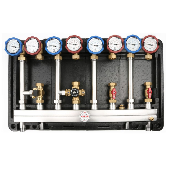 Распределительный коллектор в блочной теплоизоляции SMARTBOX для 4 насосных групп, 1"HP VIEIR