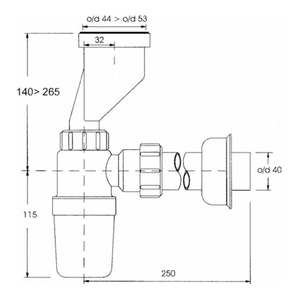 Сифон для писсуара 40 мм McALPINE HC2PO-40 со смещением Сифон для писсуара 40 мм McALPINE HC2PO-40 со смещением