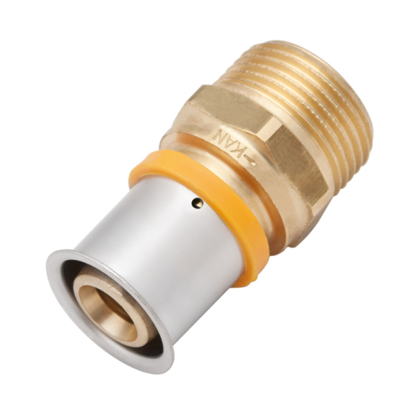 Пресс ниппель латунный 26 х 3.0 х 1" наружная резьба KAN-therm Пресс ниппель латунный 26 х 3.0 х 1" наружная резьба KAN-therm