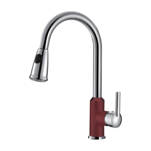Смеситель для кухонной мойки Gerhans K14082R высокий хром красный
