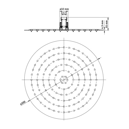 Верхний душ Deante Cascada NAC_003K круглый хром