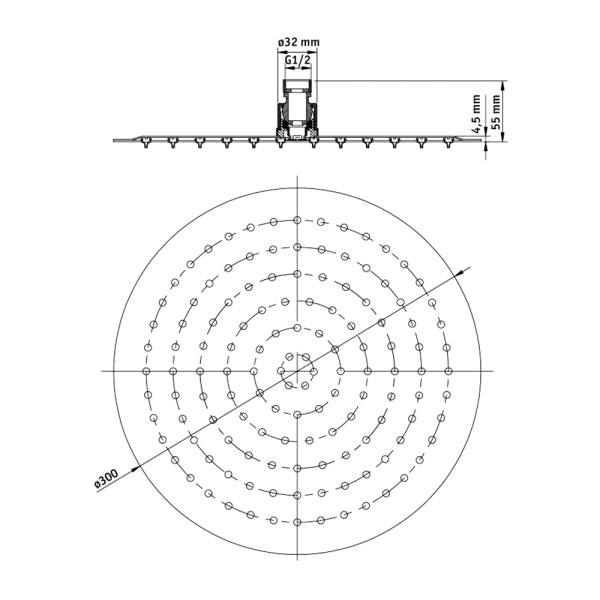 Верхний душ Deante Cascada NAC_003K круглый хром