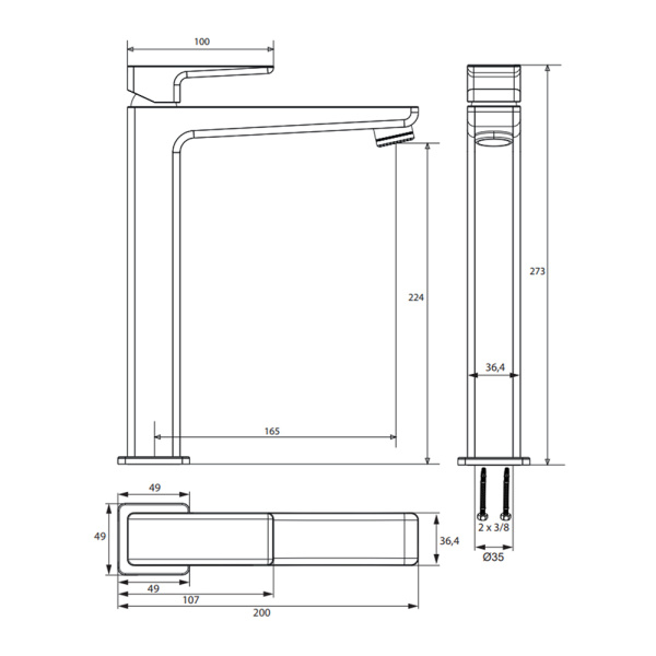 Смеситель для умывальника Omnires Parma BLACK PM7412BL высокий черный