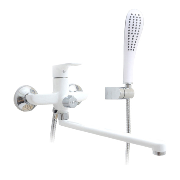 Смеситель для ванны Gappo Noar G2248 с длинным изливом белый хром