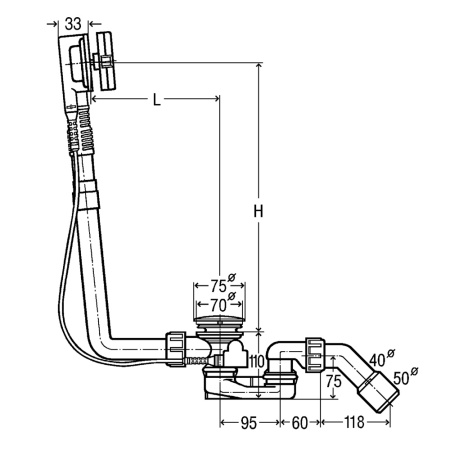 Сифон для ванны полуавтомат "Multiplex" 40/50 мм  Viega