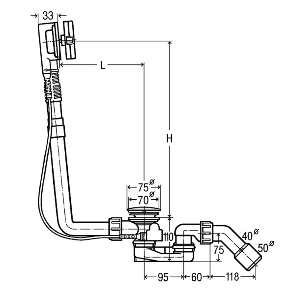 Сифон для ванны полуавтомат "Multiplex" 40/50 мм  Viega