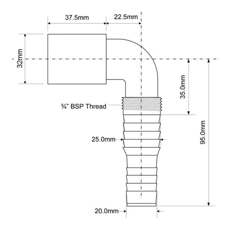 Адаптер для подключения слива 32 мм McAlpine арт. MRWMF90-32 угловой