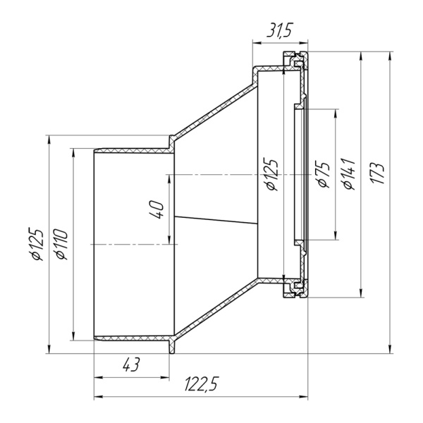 Эксцентрик жесткий 40 мм для унитаза Ани Пласт W0420 Эксцентрик жесткий 40 мм для унитаза Ани Пласт W0420