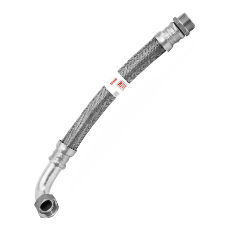 Гибкий шланг для воды угловой (гибкая подводка) 50 см DN25 штуцер 1" х гайка 1" х 90° RIVER Tucai