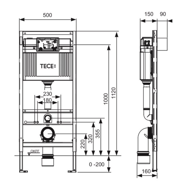 Инсталляция для унитаза TECE Base kit с панелью смыва easy fit и  глянцевой хромированной кнопкой TECEambia, арт. 9.400.405 Инсталляция для унитаза TECE Base kit с панелью смыва easy fit и  глянцевой хромированной кнопкой TECEambia, арт. 9.400.405