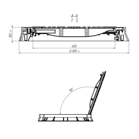 Люк чугунный тяжелый кл. С250 с запорным устройством с уплотняющей прокладкой Standartpark