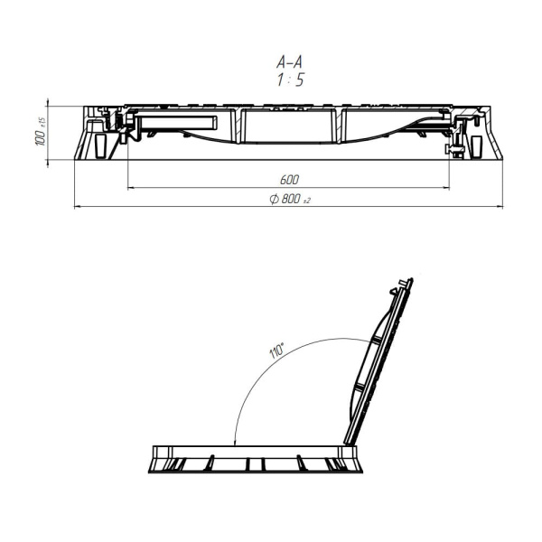Люк чугунный тяжелый кл. С250 с запорным устройством с уплотняющей прокладкой Standartpark