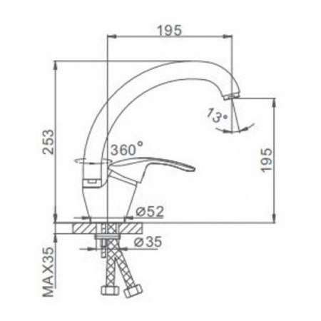 Смеситель для кухонной мойки Frap F4121-5 высокий сатин