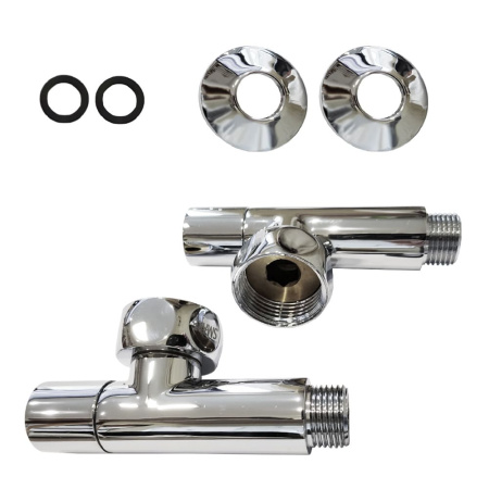 Соединение вентильное угловое с круглым краном для полотенцесушителя 1"ВР х 3/4"НР SMART