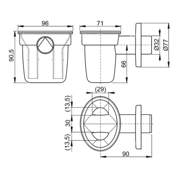 Воронка с сифоном для сбора конденсата Alcaplast AKS1 DN32